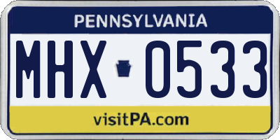 PA license plate MHX0533