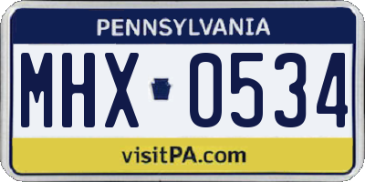 PA license plate MHX0534
