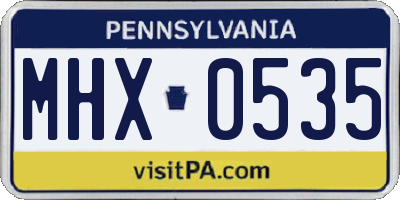 PA license plate MHX0535