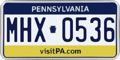 PA license plate MHX0536