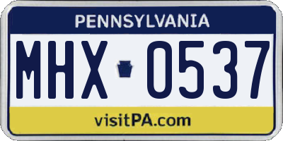 PA license plate MHX0537