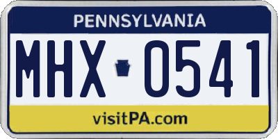 PA license plate MHX0541