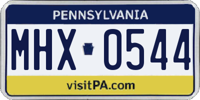 PA license plate MHX0544