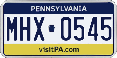 PA license plate MHX0545