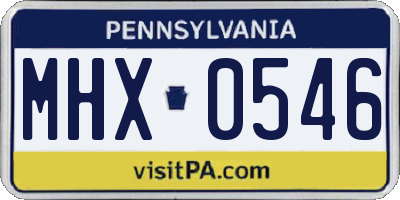 PA license plate MHX0546