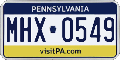 PA license plate MHX0549