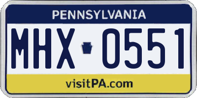 PA license plate MHX0551