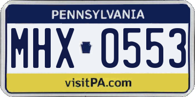 PA license plate MHX0553