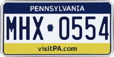 PA license plate MHX0554