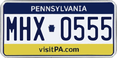 PA license plate MHX0555