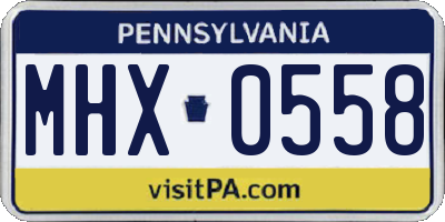 PA license plate MHX0558