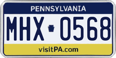 PA license plate MHX0568