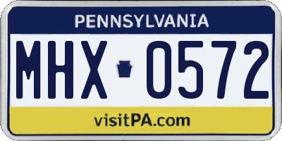 PA license plate MHX0572
