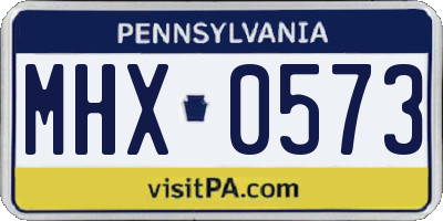 PA license plate MHX0573