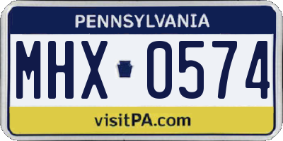 PA license plate MHX0574
