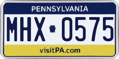 PA license plate MHX0575