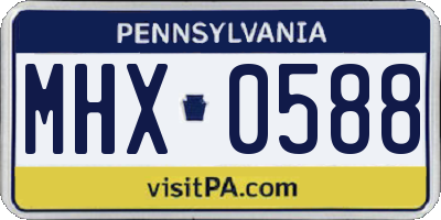PA license plate MHX0588