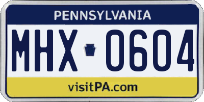 PA license plate MHX0604