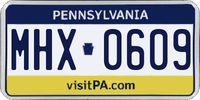 PA license plate MHX0609