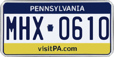 PA license plate MHX0610