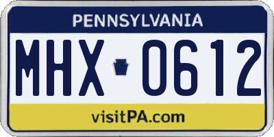 PA license plate MHX0612