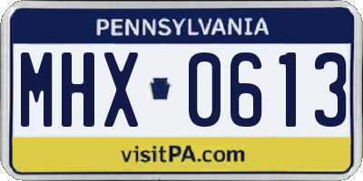 PA license plate MHX0613