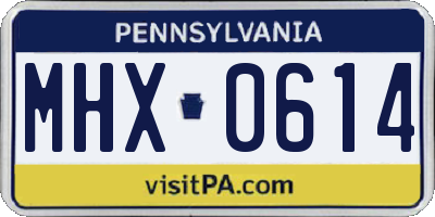 PA license plate MHX0614