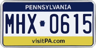 PA license plate MHX0615