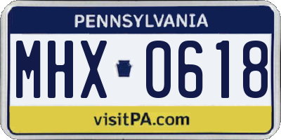 PA license plate MHX0618