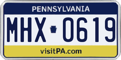 PA license plate MHX0619