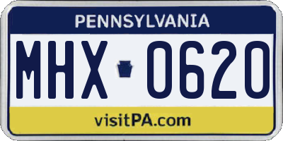 PA license plate MHX0620