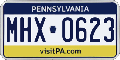 PA license plate MHX0623