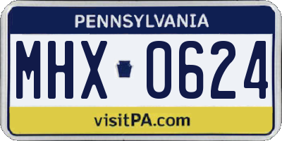 PA license plate MHX0624