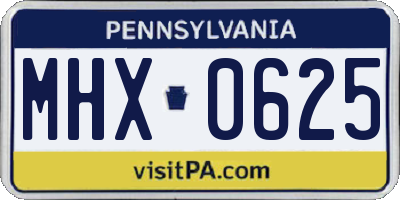 PA license plate MHX0625