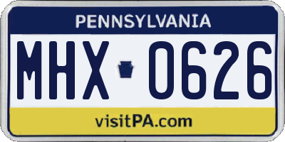 PA license plate MHX0626