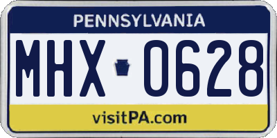 PA license plate MHX0628