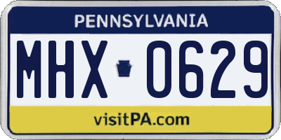 PA license plate MHX0629