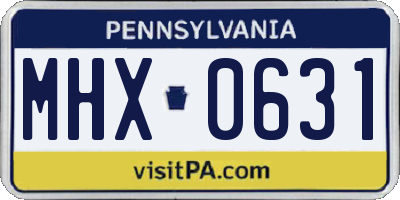 PA license plate MHX0631
