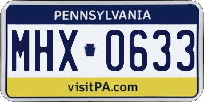 PA license plate MHX0633