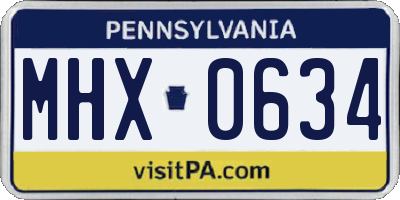 PA license plate MHX0634