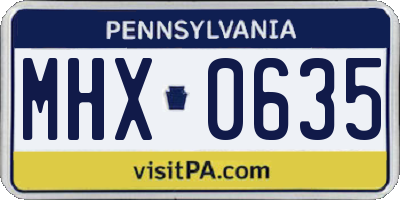 PA license plate MHX0635
