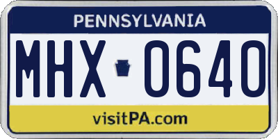 PA license plate MHX0640