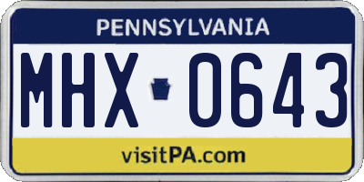 PA license plate MHX0643