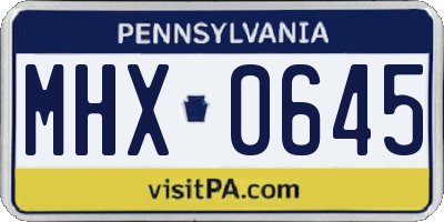 PA license plate MHX0645