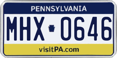 PA license plate MHX0646