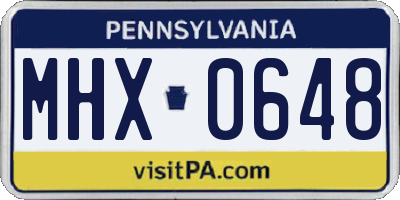 PA license plate MHX0648