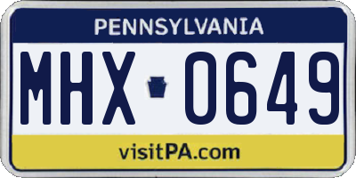 PA license plate MHX0649