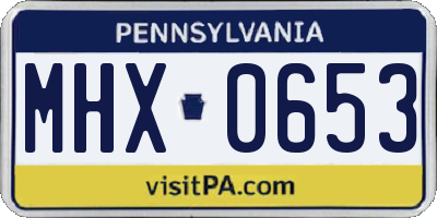 PA license plate MHX0653