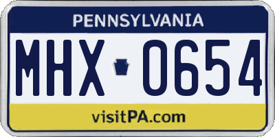 PA license plate MHX0654