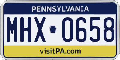 PA license plate MHX0658